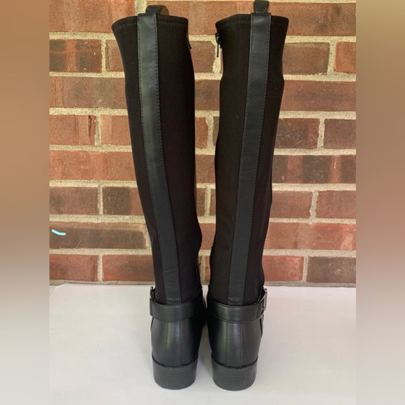Full Zip Black stretch knit Calf Tall Alfani KALLUM Riding Rain Boots NIB - Picture 4 of 16